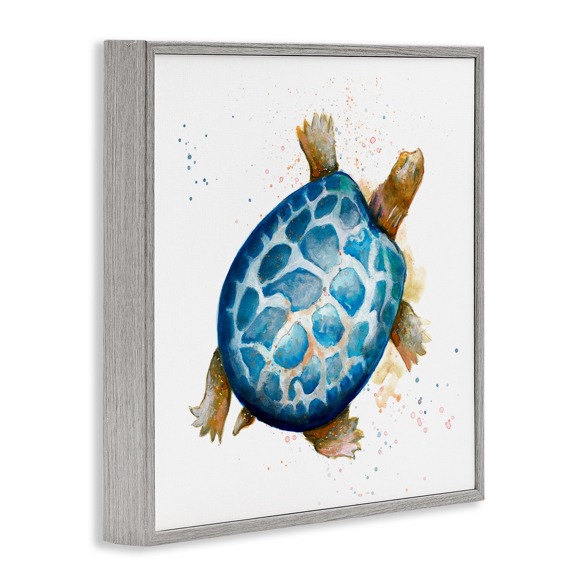 Stupell Industries Modern Speckled Turtle Animals & Insects Painting Gray Framed Art Print Wall Art, 12 x 12