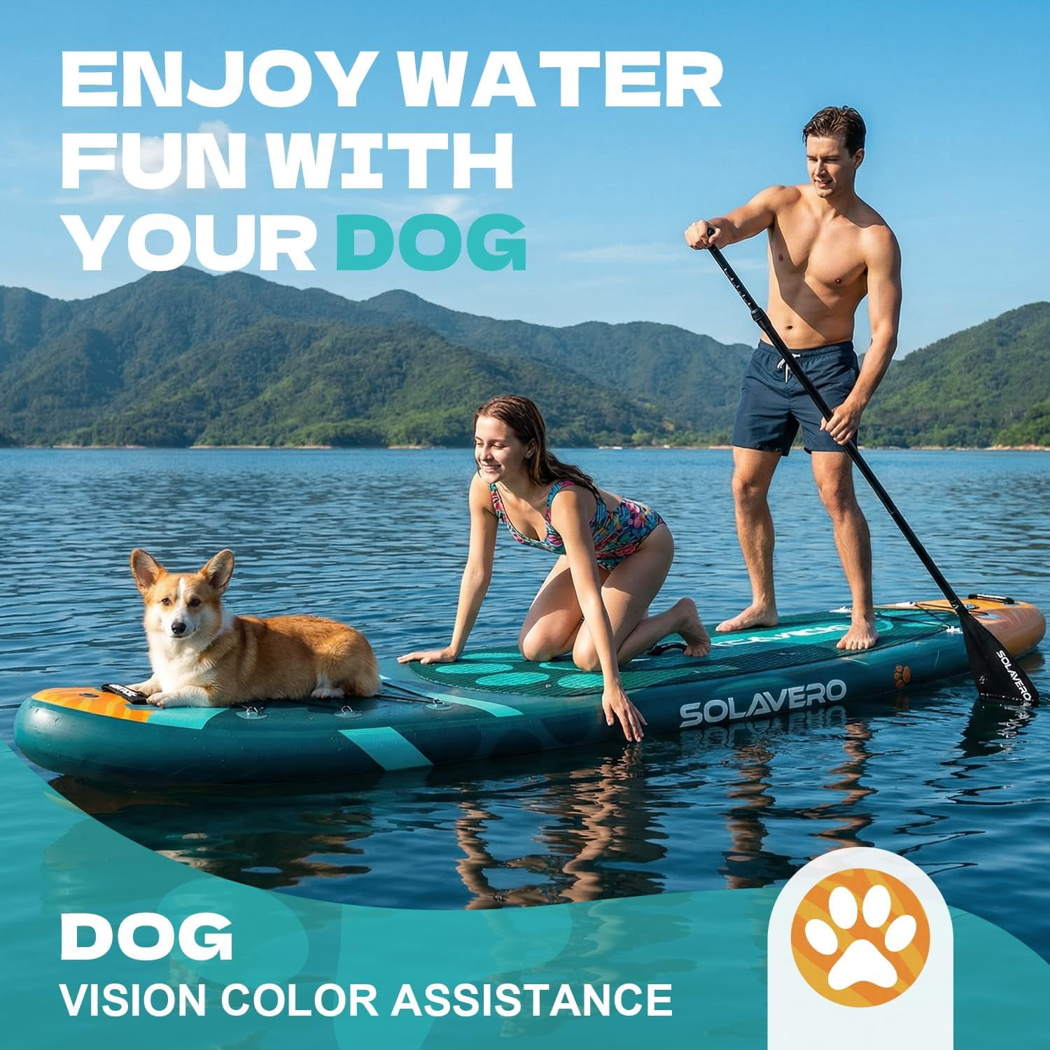 SOLAVERO 11'x35" Inflatable Paddle Stand Up Board with SUP Accessories for Adults, Ultra-Light & Non-Slip Deck Sup Paddle Board