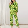 thumbnail image 2 of Pajama Sets for Women 2 Pcs, Kiwi and Avocado Button Down Long Sleeve Sleepwear Lounge PJ Sets, 2 of 6