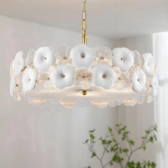 5-Light Modern Gold Flower Glass Chandelier for Bedroom