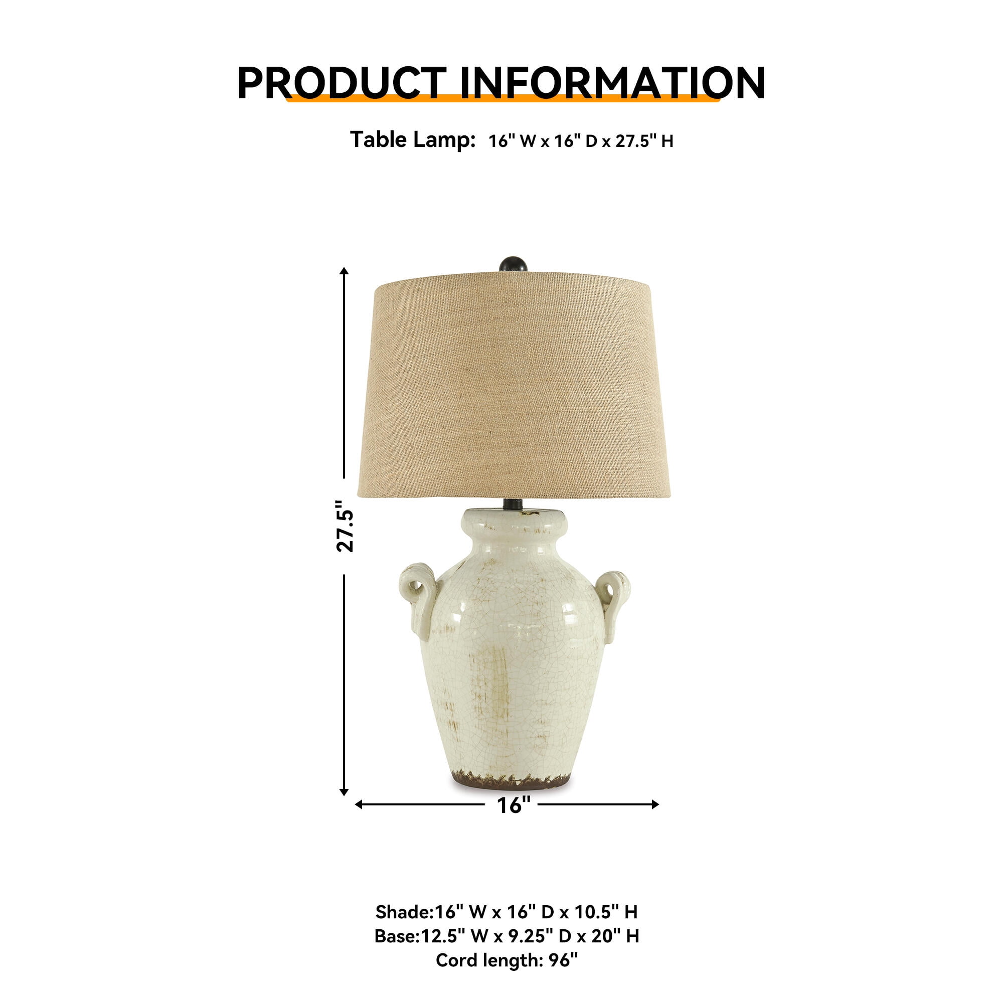 Signature Design by Ashley Casual Emelda Table Lamp  Cream