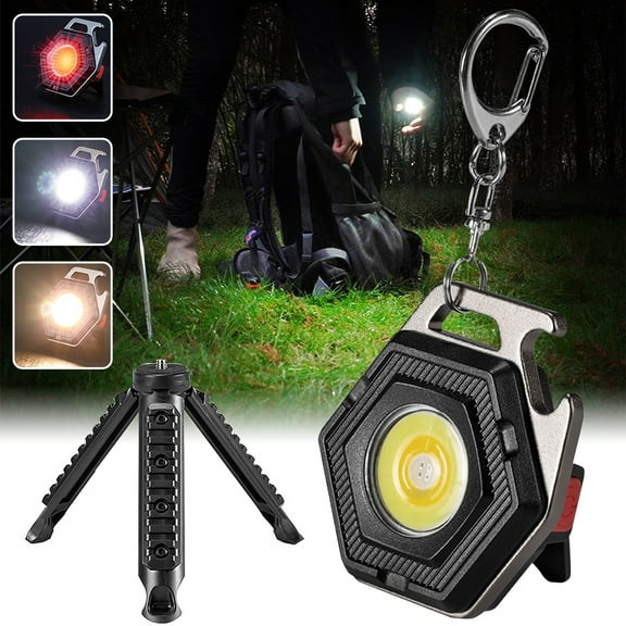 Niyofa COB Small Flashlight COB Keychain Flashlight Rechargeable LED Small Flashlight Mini Pocket Magnetic Flashlight Bright USB Portable Work Flashlight 7 Light Mode for Fishing Walking