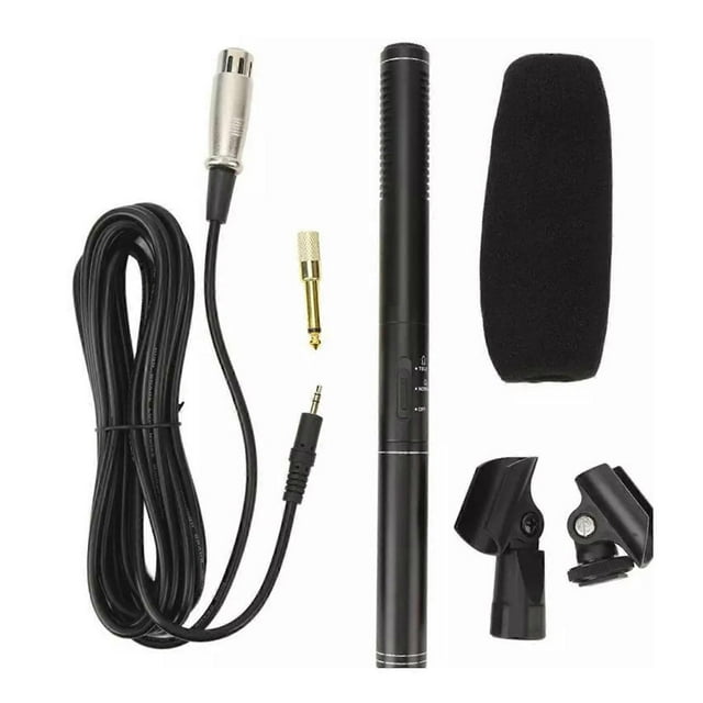 Professional Wired Metal ABS Microphone with XLR Cable and Windscreen for Camcorders, DSLR and Digital Cameras