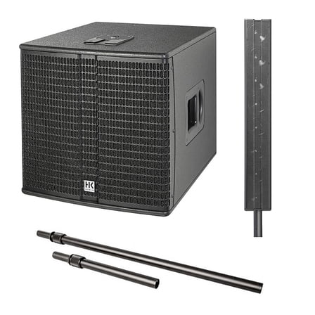 HK AUDIO E 115 SUB D 2400W 15" Powered Subwoofer Bundle with HK AUDIO E 835 Mid/High Line Array Unit and ELEMENTS EP1 Speaker Stands