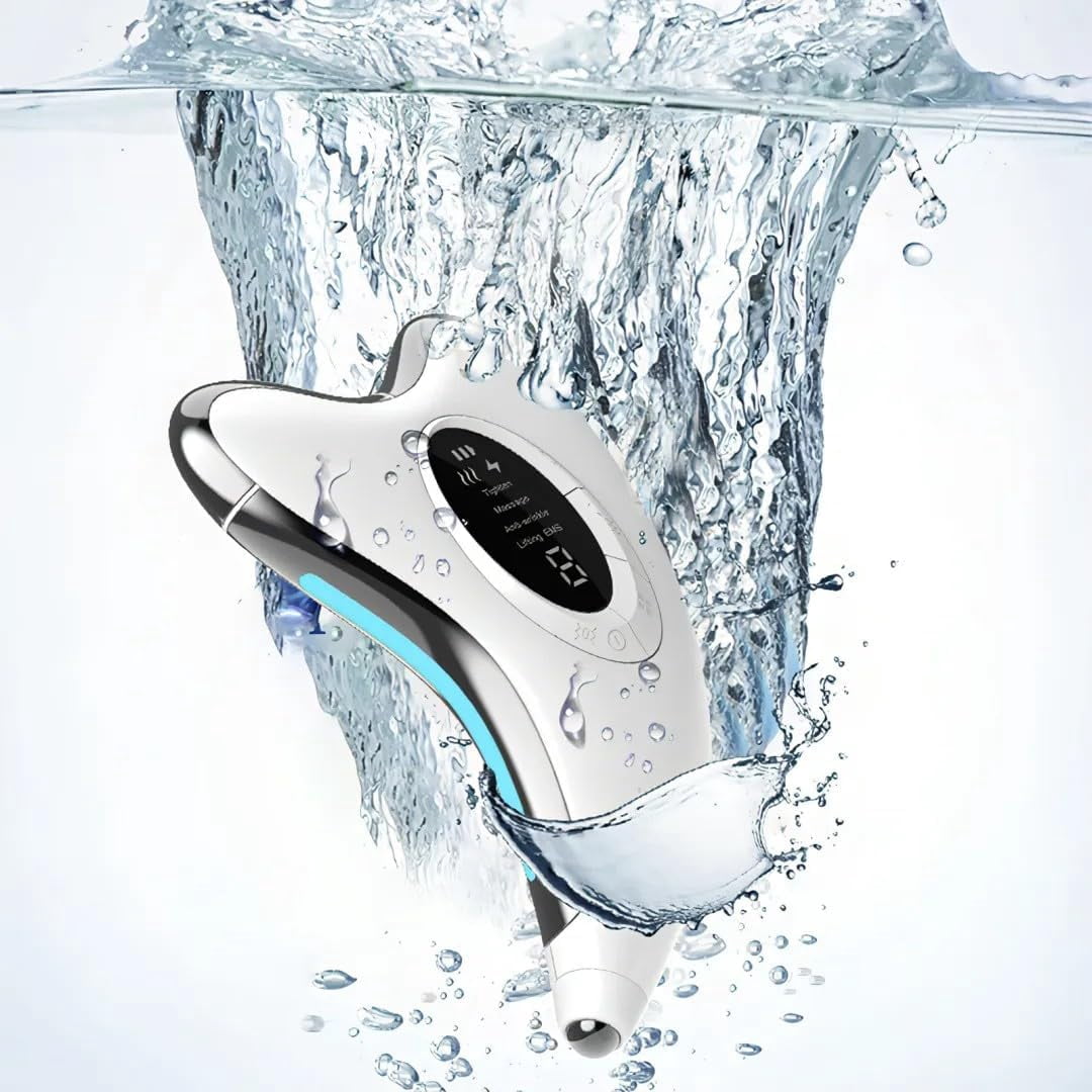 Electric Gua Sha, Face Massager with EMS 45°C Heat & Vibration, 9 Levels with LED Blue, Yellow, Red Light, 4 Modes Face Massager for Face, Anti Wrinkle Anti Ageing