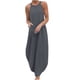 thumbnail image 2 of ICHUANYI Clearance Women's Cotton And Linen Round Neck Plain Sleeveless Printed Casual Split Dress(Gray, L) ICHUANYI WER2023080901792, 2 of 5