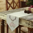 thumbnail image 3 of Table Runner Dresser Scarves Christmas Reindeer and Blossom Floral Cotton Linen Burlap Table Cover Snowflake on Indistinct Grid Table Runners for Family Kitchen Dining Holiday Party Banquet Decor, 3 of 5