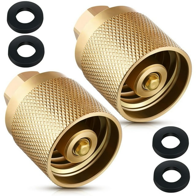 Paquete de 2 Conectores Hembra para Montacargas 7141F, Adaptador para Tanque de Propano, Entrada de 1-1/4 Pulgadas X Salida NPT de 1/4 Pulgadas con 4 Juntas Tóricas de Goma