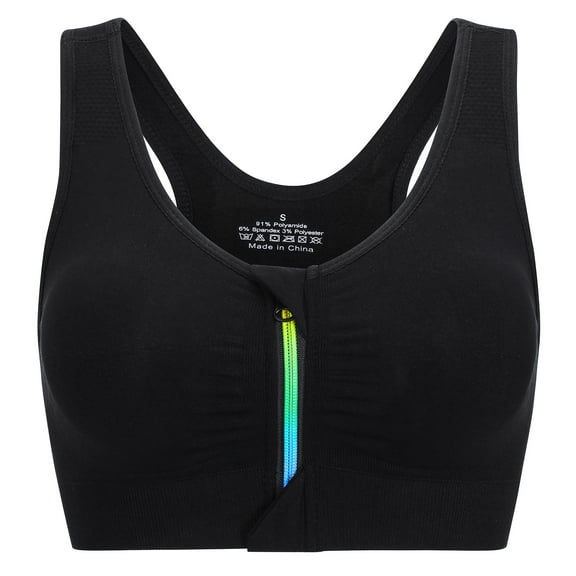 Women's Activewear High Impact Mesh Back Bra Front Zip Sports Bra with Removable Pads