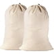 thumbnail image 1 of Paquete de 2 bolsas de lavandería de algodón extragrandes, bolsas de lavandería grandes y resistentes, bolsa organizadora de viaje con cordón XL de 24 x 36 pulgadas, para cesta de campamento (beige, p, 1 of 2