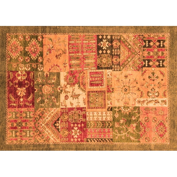 Ahgly Company Indoor Rectangle Abstract Orange Modern Area Rugs, 4' x 6'