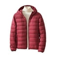 thumbnail image 5 of Women's Puffer Jacket Lightweight down Quilted Zip up Slim Winter Coat for Women with Hood & Pockets (XXS, Wine), 5 of 5