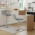 thumbnail image 4 of CQAOE Modern PU Leather Bar Stools Set of 2, Light Gray Swivel Adjustable Hydraulic Counter Height Stools with Square Seat for Kitchen Island, Dining, Home Bar, 4 of 8