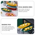 thumbnail image 4 of 1pc Ceramic Binaural Baking Tray Oval Food Serving Plate Kitchen Baking Tray, 4 of 5