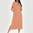 thumbnail image 2 of Dasayo Zipper Womens Nightgowns Orange Chemise Nightshirts Polka Dot Side Split Sleep Shirt Sleep Dress for Women L, 2 of 7