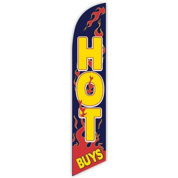 Cobb Promo Hot Buys Flames Black Advertising Feather Flag 12ft - Replacement Flag Only Without Poleset