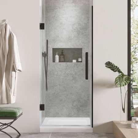 Ove Decors Tampa-Pro 32 in. L x 32 in. W x 72 in. H Alcove Shower Kit with Pivot Frameless Shower Door in BLK and Shower Pan