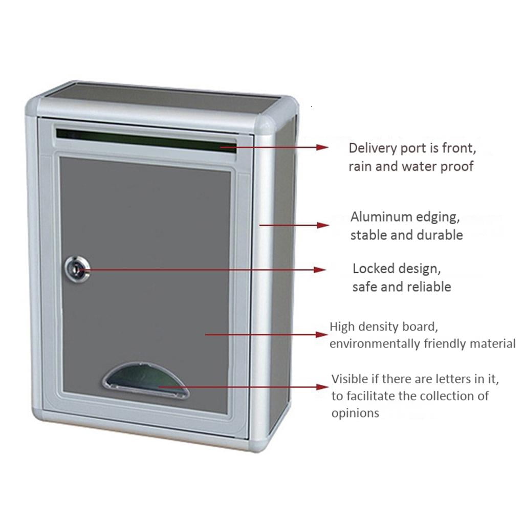 Giaone Wall Mount Lockable Mailbox Outdoor Galvanized Metal for Key Large Capacity Commercial Rural Home Decorative & Office Business Parcel Box Packages Drop Slot Secure Lock