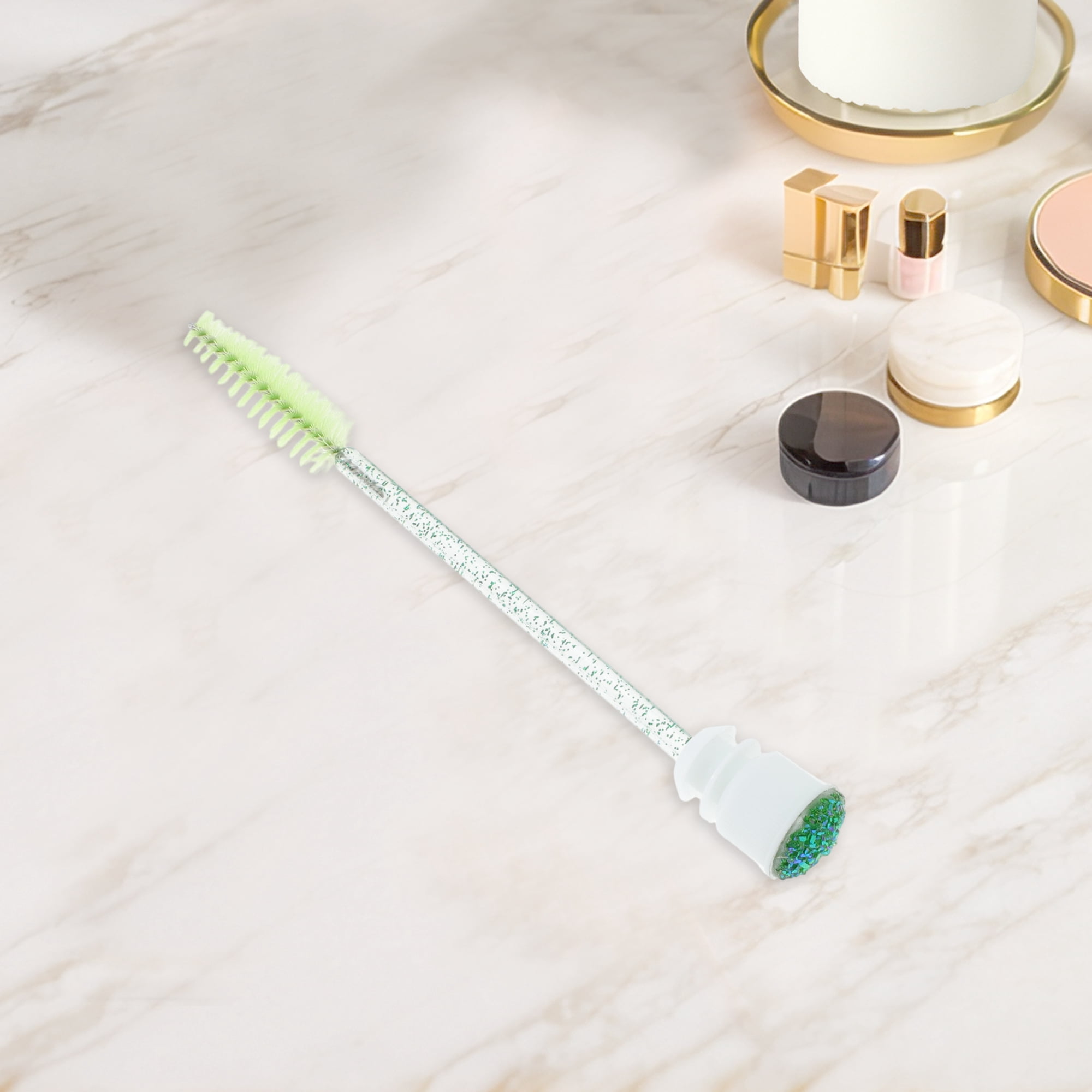 Unique Bargains 1 Pc Soft Reusable Eyelash Brush for Vacation in Tube Deep Green