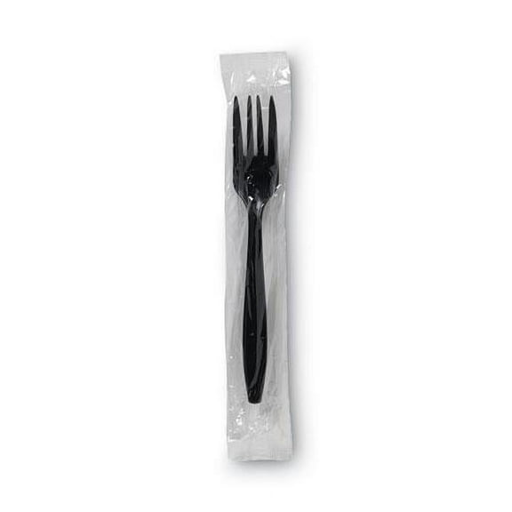 Dixie Individually Wrapped Heavyweight Forks, 6.88", Plastic, Black, 1,000/Carton