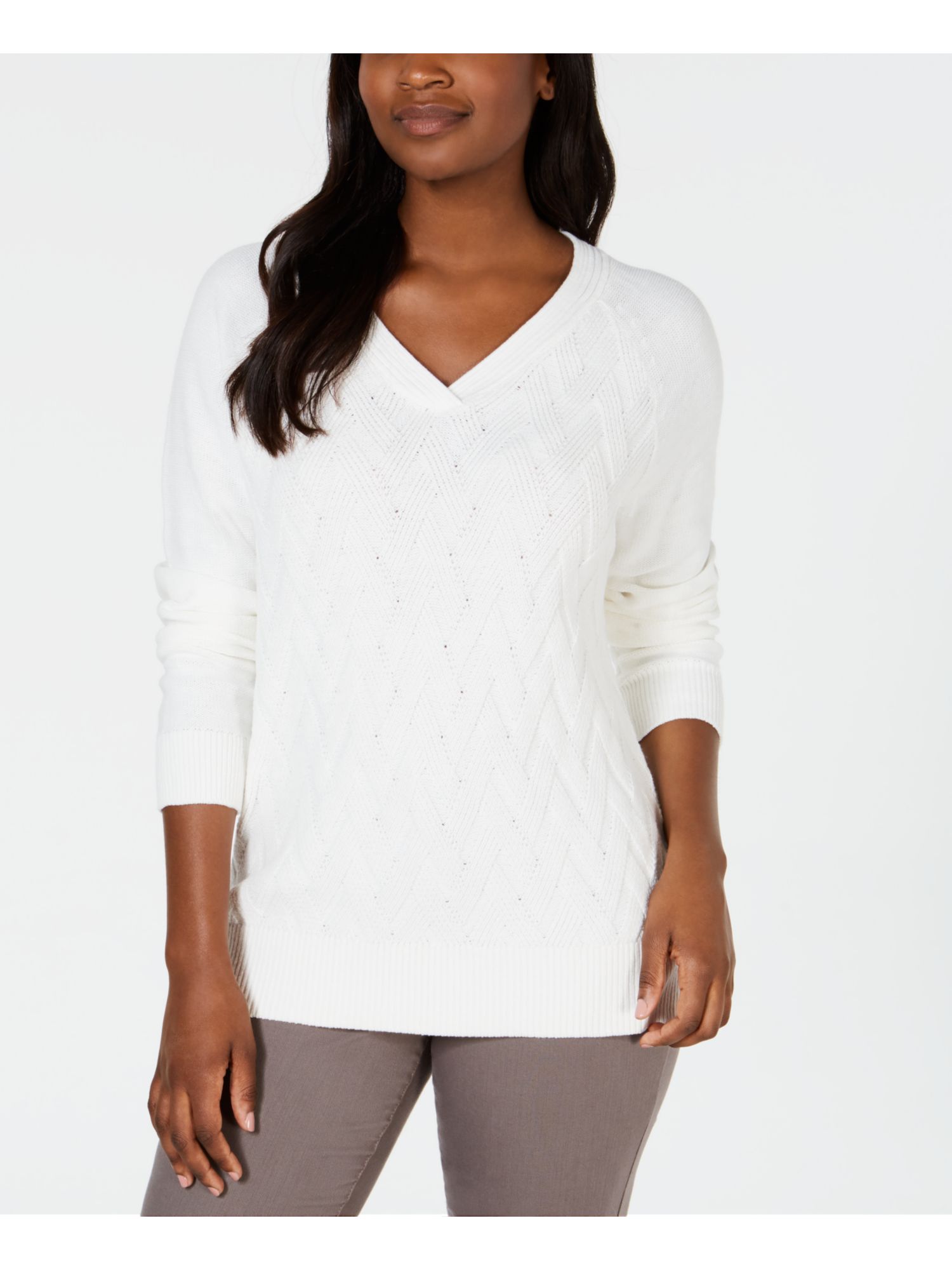 KAREN SCOTT Womens White Textured 