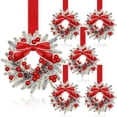 thumbnail image 2 of QualitChoice 6pack/lot Christmas Wreaths For Kitchen Cabinets Small Christmas Wreath Mini Size 6 Mini Flower Garlands And Ribbons. type+2 6pcs, 2 of 6