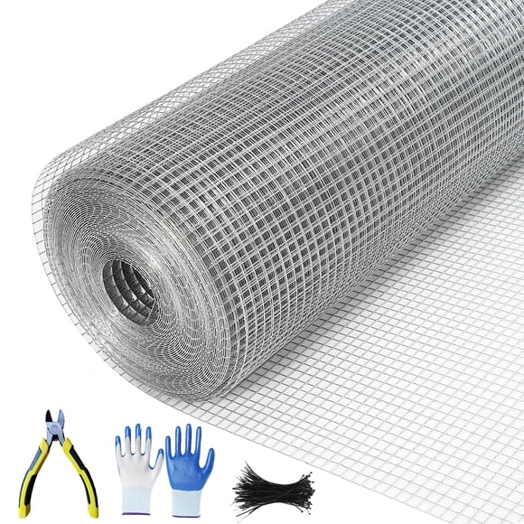 GloryStar Chicken Wire Fence Hardware Cloth, Galvanized Steel Mesh Roll Fencing Ideal for Garden Supports, Poultry Netting Cages, Snake Fencing and Young Tree Guards