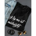 thumbnail image 3 of Kiss Me At Midnight Graphic Women Black T-Shirt, Female Medium, 3 of 4