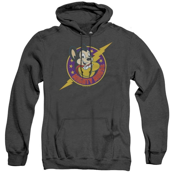 Mighty Mouse Mighty Hero Adult Heather Hoodie Sweatshirt Black