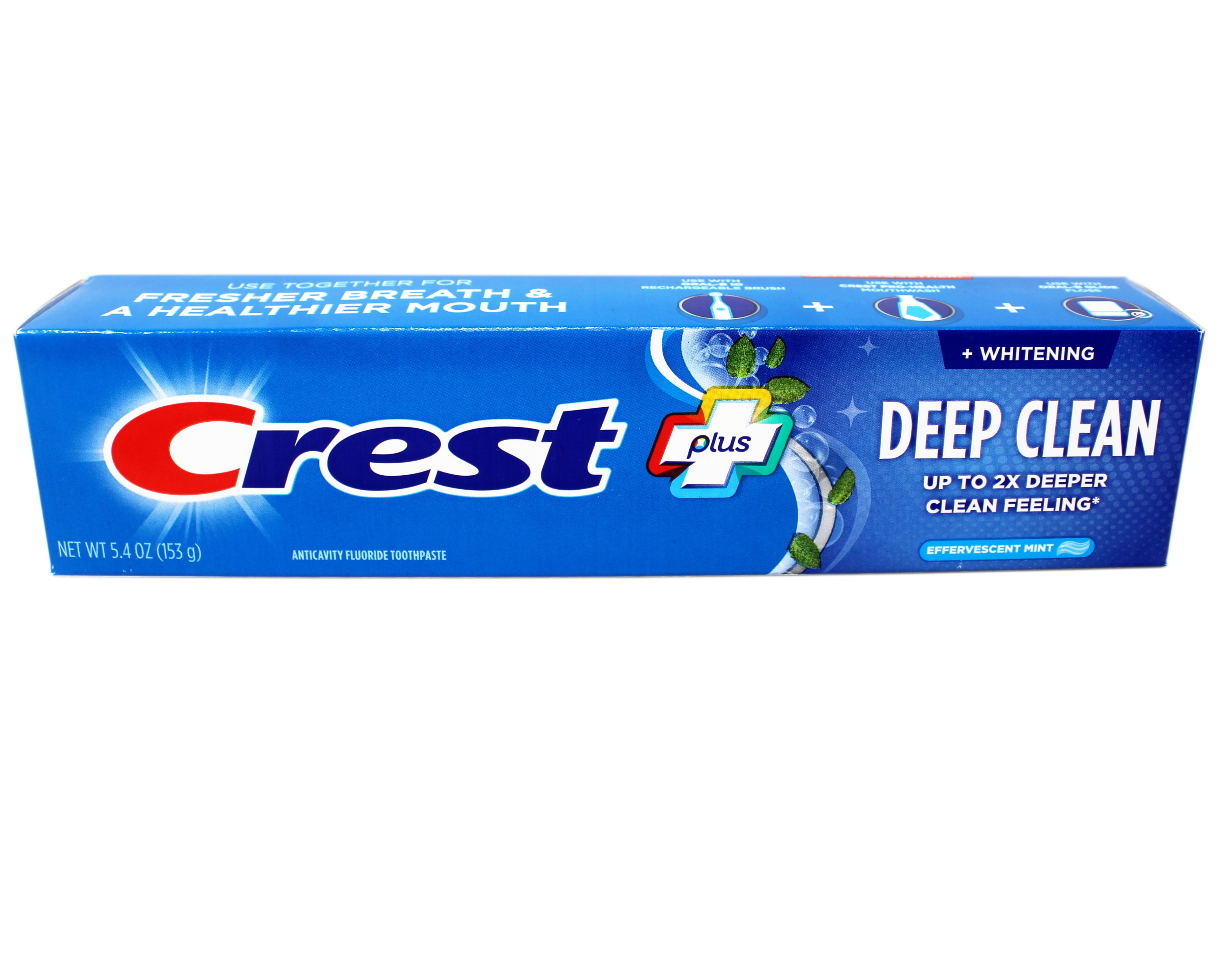 5 Pack - Crest Whitening Plus Deep Clean Toothpaste, Effervescent Mint, 5.4 OZ