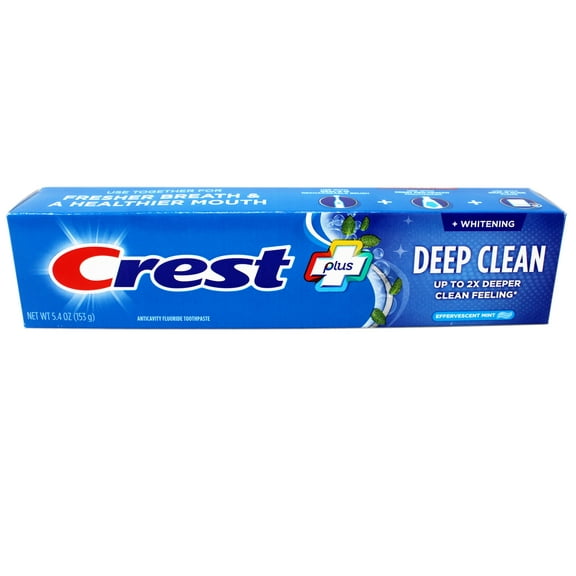 Crest Whitening Plus Deep Clean Toothpaste, Effervescent Mint, 5.4 OZ