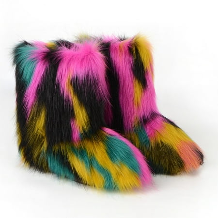 

Egmy Women S Color Imitation Animal Boots Plus Cashmere Boots Snow Boots