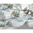 thumbnail image 3 of Soimoi White polyester Crepe Fabric Animals & Pine Tree Printed Fabric 1 Yard 52 Inch Wide, 3 of 5