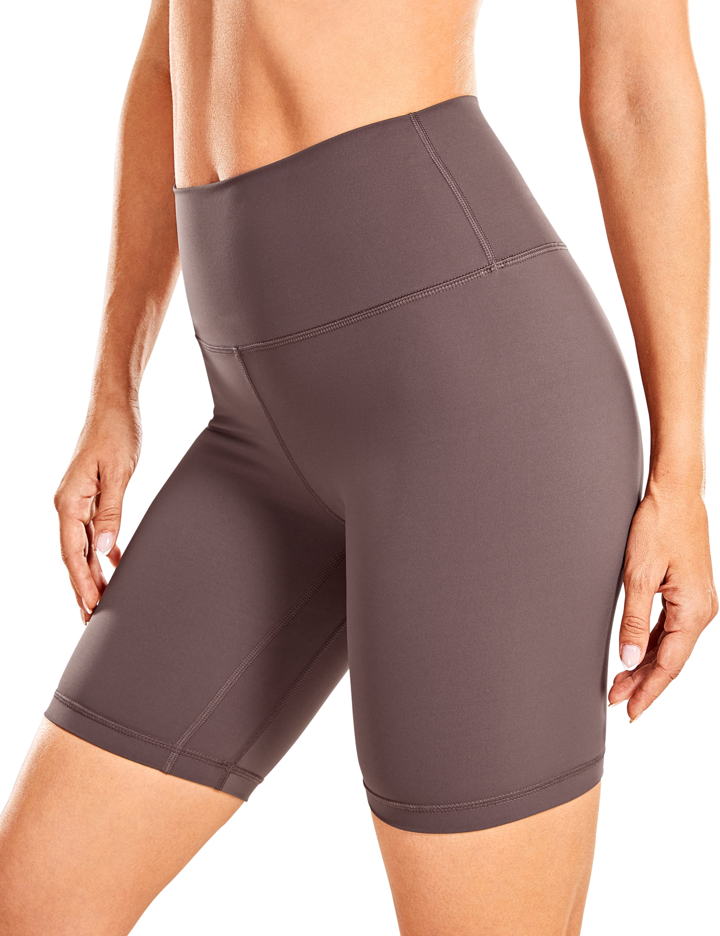 CRZ YOGA Women's Workout Yoga Shorts Tummy Control Naked Feeling Soft Athletic Biker Shorts 10 Inches