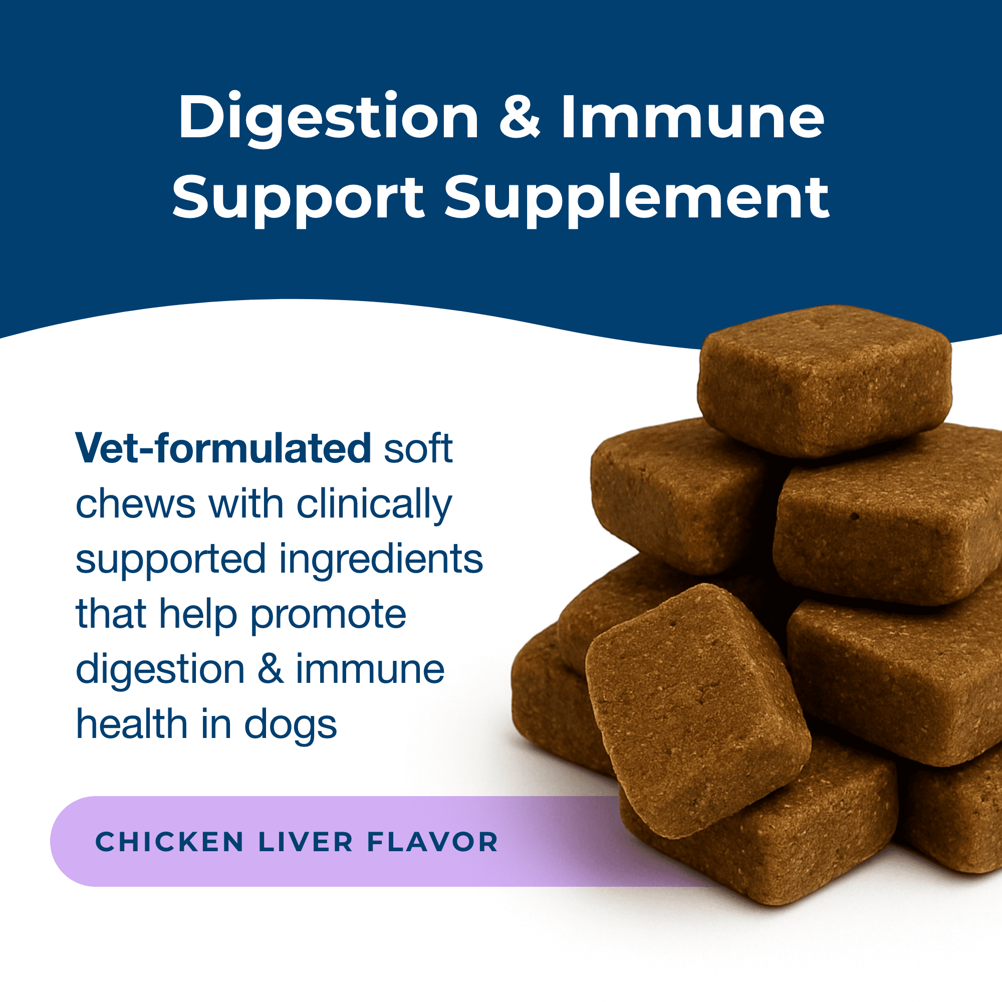 PetAg Dyne Soft Chews, Digestion and Immune Support Supplement - 60 Chicken Liver Flavor Chews