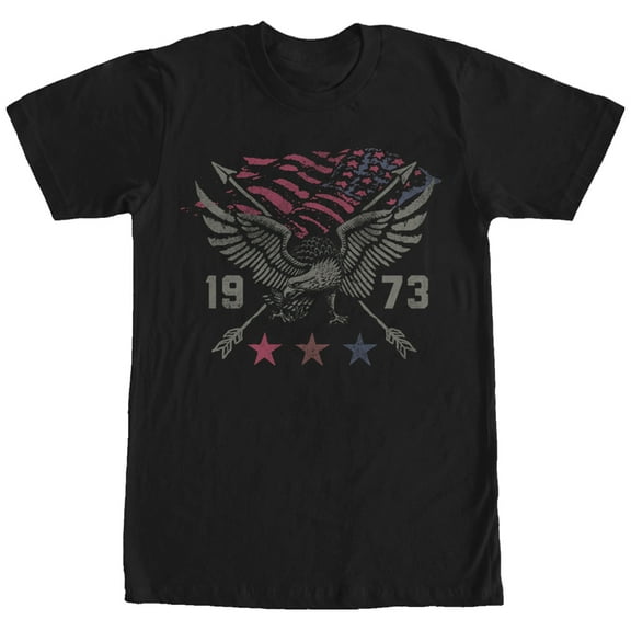 Men's Lost Gods 1973 Eagle American Flag  Graphic Tee Black 2X Large