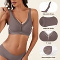 thumbnail image 4 of Qylux Bras For Women No Underwire Deep V Mesh Comfortable Bralette Seam-Free Full-Coverage Daily Bra，Coffee，S, 4 of 9