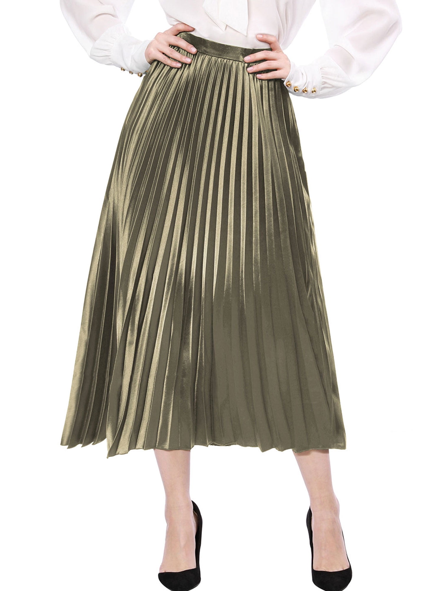 mid length pleated skirts walmart