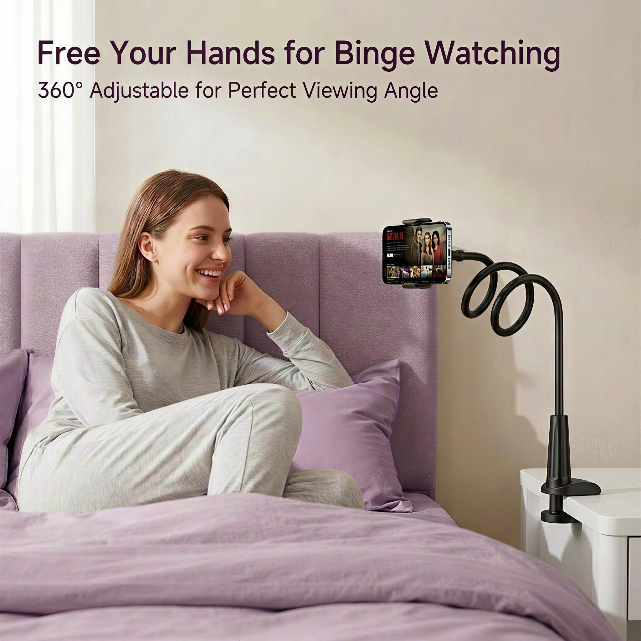 Bug Hull Adjustable Gooseneck Phone Holder with Clamp, Black photo 4