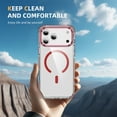 thumbnail image 6 of for iPhone 17 Pro Clear Case, Compatible with MagSafe, Built-in Camera Ring Stand, Clear Slim Drop Shockproof Full Body Protective Magnetic Phone Case Cover for iPhone 17 Pro, Red, 6 of 8