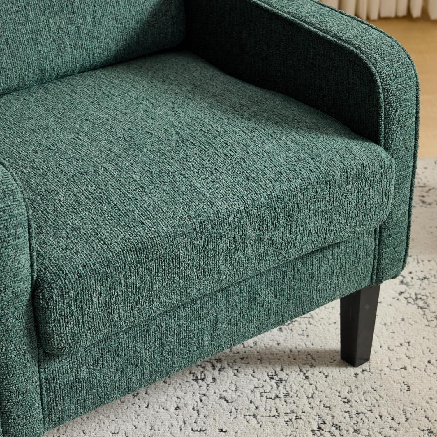 Matladin Chenille Fabric Accent Chair with Scooped Arms, Mid Century Modern Upholstered Armchair, Single Sofa for Living Room, Apartment, Office
