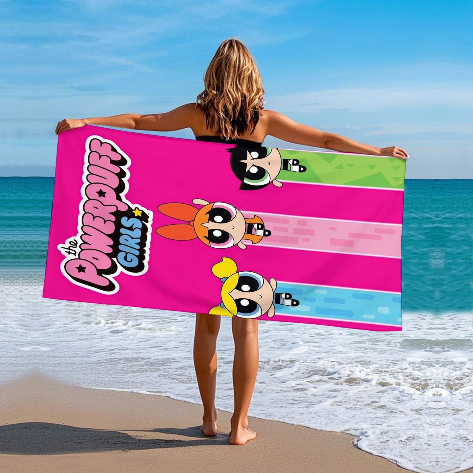 Powerpuff Girls Gifts Beach Towel for Women Girl Birthday Inspired Fan Bath Outdoor Music Lover