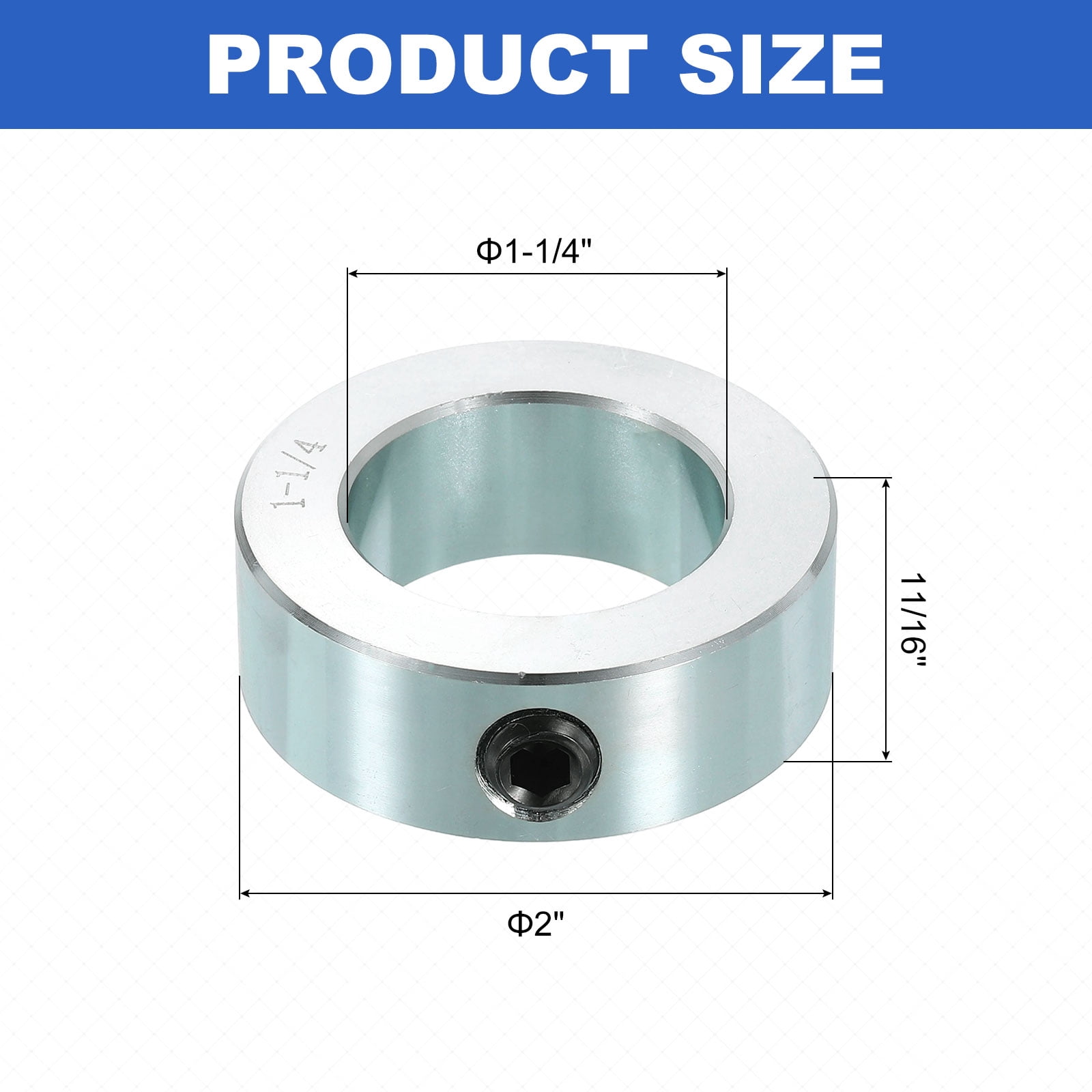 8pcs Set Screw Collars 1-1/4" Bore Carbon Steel Shaft Collars, 2" OD, 11/16" Width Lock Axle Collar Clamp