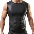 thumbnail image 6 of Men Shiny Leather Tank Top, Soft Matte Leather, Plus Size 3XL, Male Black Leather Sleeveless Shirt, 6 of 6