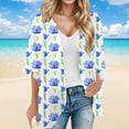 thumbnail image 2 of Cardigan for Women Summer Floral Printed Puff Sleeve Chiffon Kimono Loose Cover Up Casual Blouse Tops Womens Cardigan Sweaters, 2 of 6