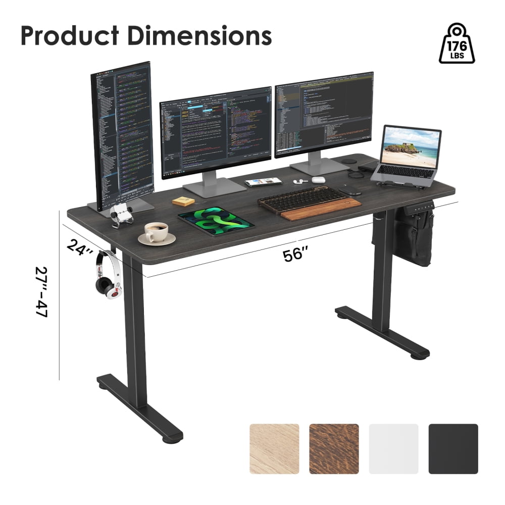 56"×24" Electric Standing Desk, Height Adjustable Sit Stand Home Office Desk with Splice Board