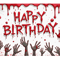 thumbnail image 3 of Gory Hands Zombie Theme Happy Birthday Banner for Horror Halloween Party Decoration Scary Event Background, 3 of 7