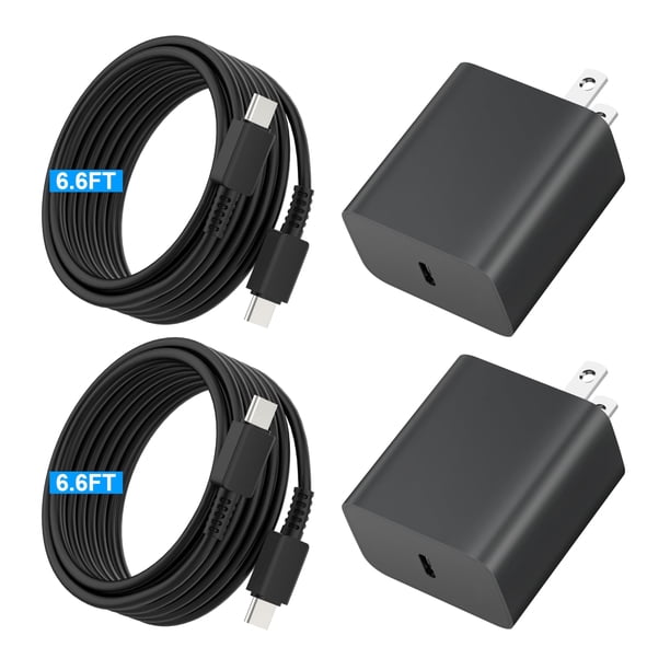 Cargador USB C, cargador superrápido de 45 W, paquete de 2 con cable