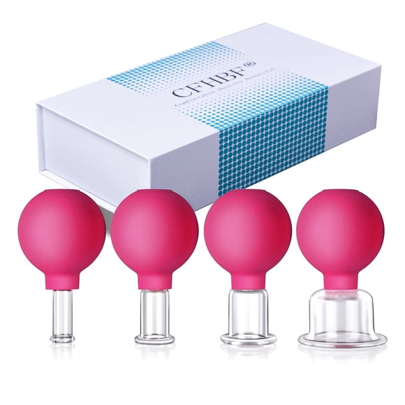 Set de terapia facial con ventosas CFHBF, 4 tamaños, vidrio y silicona