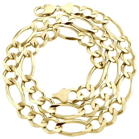 Genuine 14K Yellow Gold 12mm Solid Plain Figaro Link Chain Necklace 24 Inch